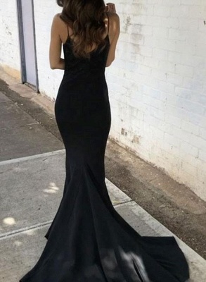 Sexy Black V-NeckProm Dress Mermaid Long With Spagetti Strap_3