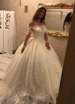 Off The Shoulder New Arrival Lace Long Sleeve Elegant Wedding Dresses | Ball Gown Bridal Dresses_2
