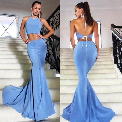 Two Piece Prom Dresses Mermaid Backless Long Evening Gowns_3