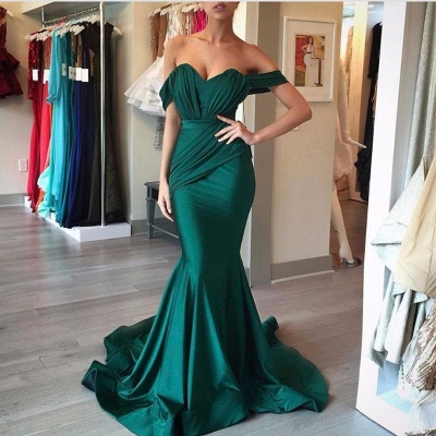 Elegant Green Off-the-shoulder Mermaid Evening DressLong Formal Dress BA6968_3