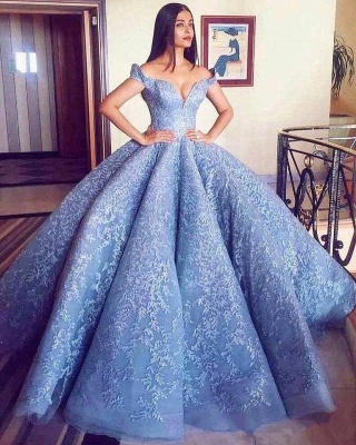 Glamorous Off-the-Shoulder Ball Gown Evening Prom Dress With Lace Appliques BA8309_3