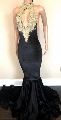 Kethole Junior Long Prom Dresses  Black | Mermaid Beads Appliques Evening Gowns_1