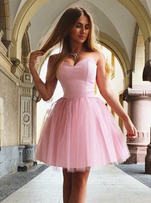 Sweetheart Pink Homecoming Dresses  Classic Sexy Sleeveless Cocktail Dresses_1
