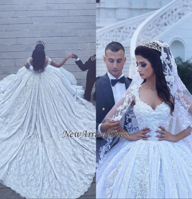 Cariño Precioso Encaje Sin mangas Flores Vestido de bola Vestidos de novia Barato_1