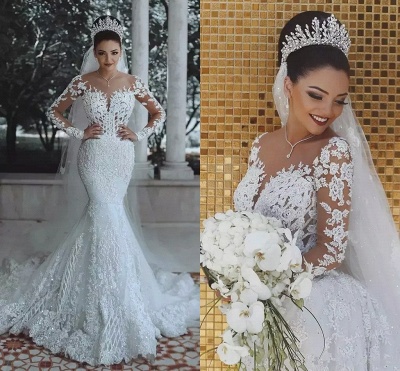 Vestidos de novia de manga larga glamorosos | Wholesale vestidos de novia de sirena al por mayor_4