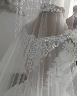 Robes de mariée magnifiques robe de bal | Robes de mariée avec perles et épaules dénudées_4