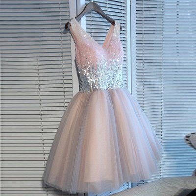 Delicate Sequined Pink Straps Sexy Short Homecoming Dresses | Custom Made A-line Party Gown BA9973_3