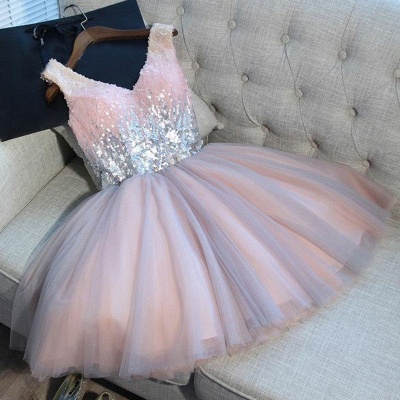 Delicate Sequined Pink Straps Sexy Short Homecoming Dresses | Custom Made A-line Party Gown BA9973_2