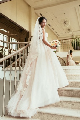 Custom Made Tulle Princess Beadings Sweetheart Wedding Dress Cheap_2
