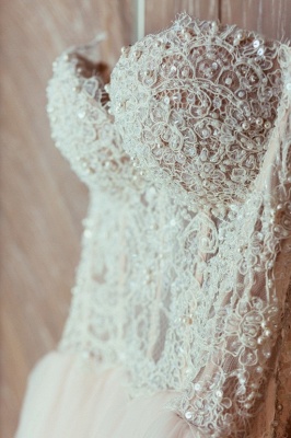 Custom Made Tulle Princess Beadings Sweetheart Wedding Dress Cheap_4