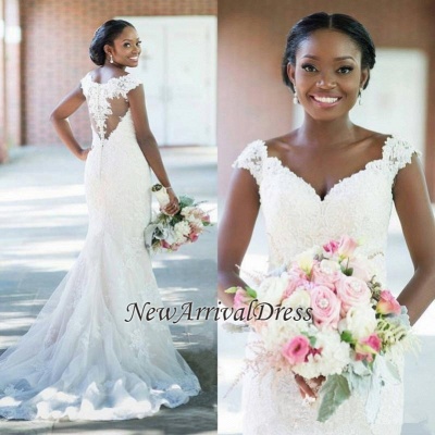 Sheath Elegant Sleeveless V-neck Beautiful Lace Tulle Wedding Dresses_1