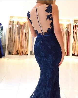 Newest Lace Straps Mermaid Sleeveless Prom Dress | Delicate Evening Gown_3