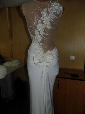 Prom Dresses Sexy Sheer Sleeveless White Chiffon Mermaid Prom Dresses ...