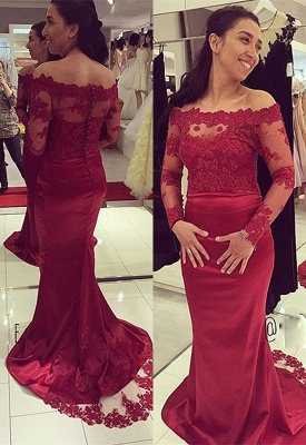 Delicate Mermaid Long Sleeve Lace Appliques Zipper Prom Dress | Plus Size Prom Dress_1