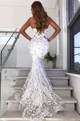 Robes de mariée appliques en dos de feuille chérie | Sirène sexy robe de soirée en tulle pure 2021_3