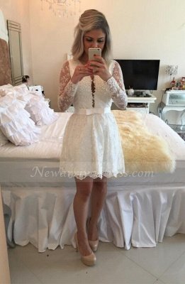 Long Sleeves Lace Short Prom Dresses_1