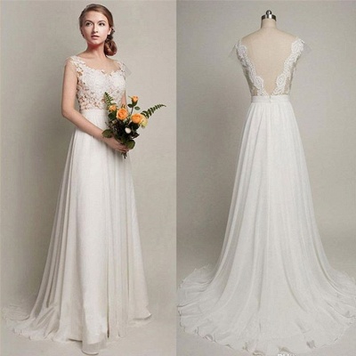 Elegant Sweep Train A-Line Bridal Gowns | Sleeveless Chiffon Wedding Dresses Cheap Online_3