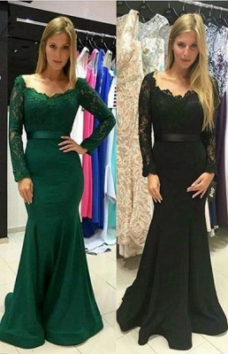 Modest Lace Long Sleeve Mermaid Evening Gown_1