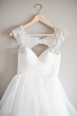 Straps Cap Sleeve Beads Sequins Wedding Dresses | Tiered Ruffles Fluffy Tulle Bridal Gowns_3