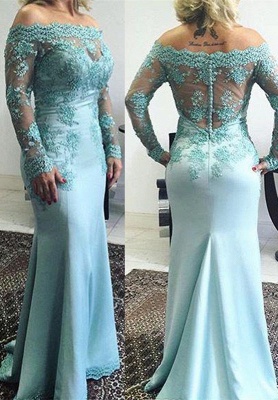 Delicate Lace Appliques Off-the-shoulder Long Sleeve Mermaid Zipper Prom Dress_1