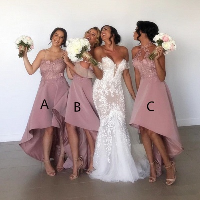 Modest Convertible Lace A-line Hi-lo Bridesmaid Dress |Bridesmaid Gown_4