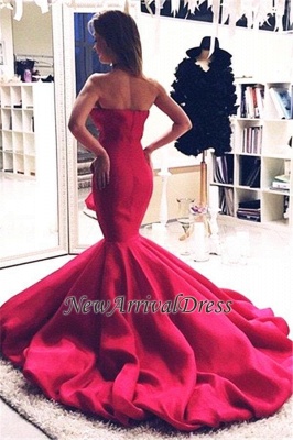 Sweetheart Red Sexy Sweep-Train Mermaid Zipper Evening Dress_1