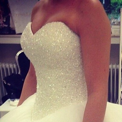 Elegant Sweetheart Tulle Wedding Ball Gowns Beading Sequins Bridal Dresses_2