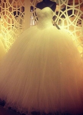 Elegant Sweetheart Tulle Wedding Ball Gowns Beading Sequins Bridal Dresses_4