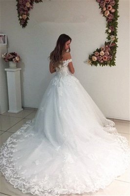 Lace Strapless Online Appliques Off The Shoulder New Arrival A-line Wedding Dresses_3