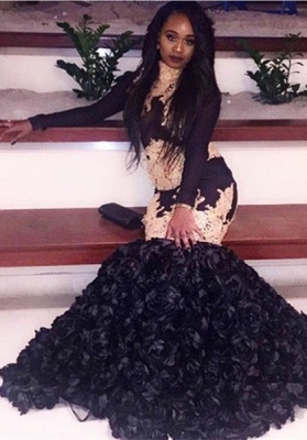 Black Long Sleeve Mermaid Prom Dress, black prom dress_2