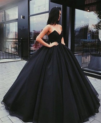 Sleeveless Black Sexy Sweetheart Ball-Gown Prom Dresses_4
