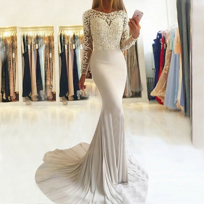 Elegant Long-Sleeve Lace Prom Dress |Mermaid Evening Party Gowns_3