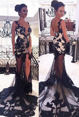 Sexy Mermaid Black Lace Prom Dress, modern prom dress_2