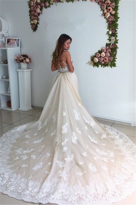 Gorgeous Mermaid Lace Detachable Cathedral Train Tulle Wedding Dresses  Online_3