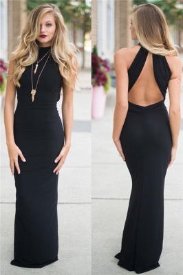 High Neck Close-fitting Black Formal Dress | Open Back Long  Sexy Formal Dresses BA8550_2