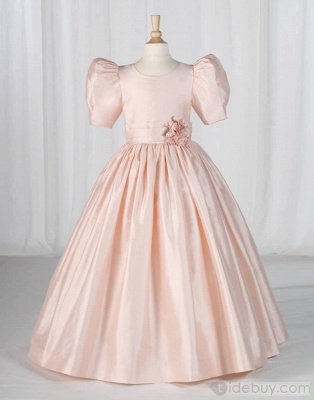Beautiful Princess Scoop Short-Sleeve Floor-length Flower Girl Dress_1