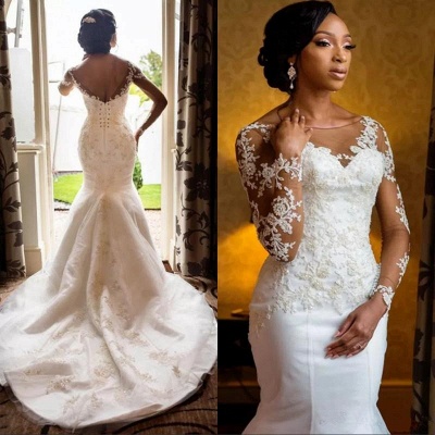 Mermaid Wedding Dresses   Online | Open Back Long Sleeve Wedding Dresses_3