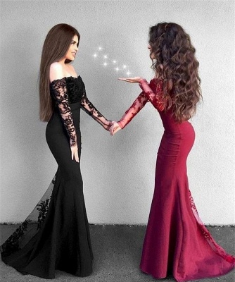 Delicate Off-the-shoulder Long Sleeve Prom Dress | Mermaid Prom Dress BA9154_3