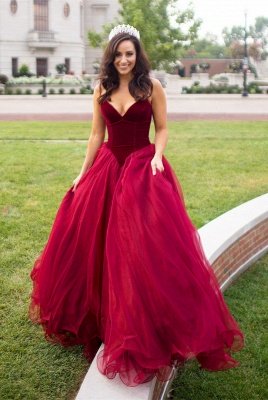 Newest Burgundy Sweetheart Sleeveless A-line Prom Dress_1