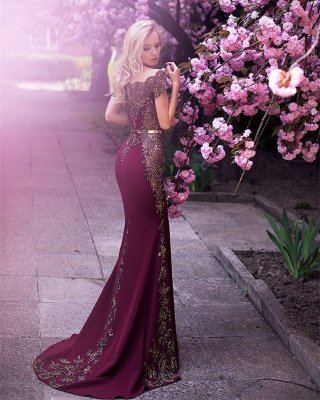 New Arrival Off Shoulder Lace Mermaid Prom Dresses_3