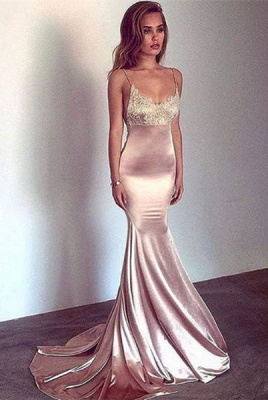 Elegant Spaghetti-StrapsMermaid Prom Dress Long With Lace_1
