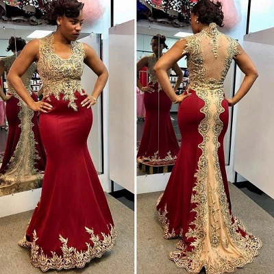 Glamorous Mermaid Long Sleeveless Sweep Train Prom Dress | Plus Size Prom Dress BA6950_4