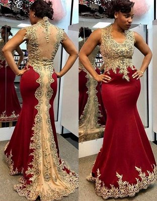 Glamorous Mermaid Long Sleeveless Sweep Train Prom Dress | Plus Size Prom Dress BA6950_1