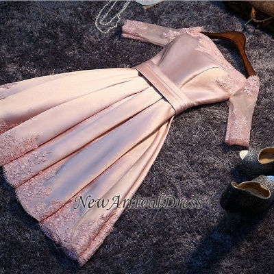 Custom Made A-line New Arrival Half Sleeves Pink Off The Shoulder Sexy Short Homecoming Dresses_1