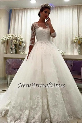 Chapel Train Bateau  Online Half Sleeve New Arrival Lace Appliques Elegant Ball Gown Wedding Dresses BA6591_2