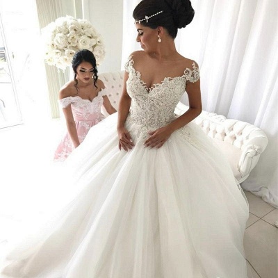 Popular Ball Gown New Arrival Lace Off The Shoulder Elegant Wedding Dresses | Ivory Bridal Gowns_3