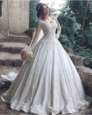 Hermosos vestidos de novia de manga larga hasta el suelo BA3046_3