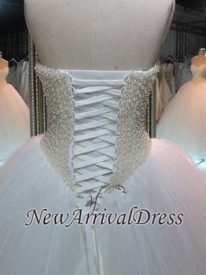 Sweetheart Tulle Cheap Online Pearls Glamorous Princess Elegant Ball Gown Wedding Dresses_1