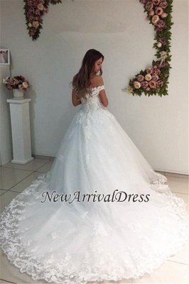 Lace Strapless Online Appliques Off The Shoulder New Arrival A-line Wedding Dresses_1