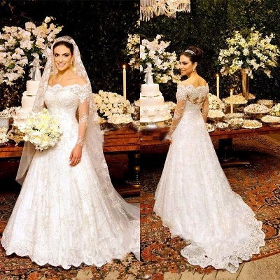 Beautiful Custom Made Button Long Sleeve Lace Wedding Dresses  Online_3